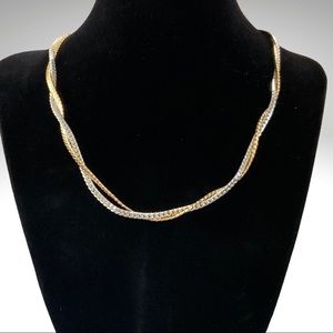 Avon Herringbone two strand gold and silver tone necklace, vintage